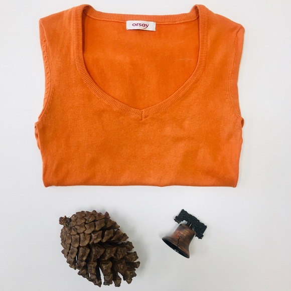 EUC 🍊Orsay Orange V-neck sweater - Picture 1 of 5